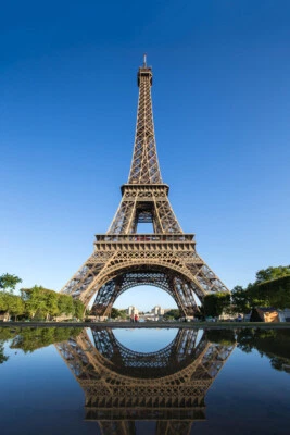 Reflection Eiffel Tower Paris France Photo Art Print Poster 12x18 - Image 1 of 3