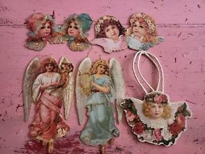 Lotto decorazioni natalizie vintage antiche repro rottami arte ragazze vittoriane angeli - Foto 1 di 2