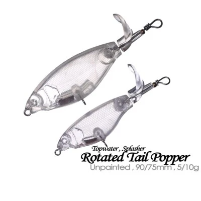20PCS 5G/10G Topwater Rotated Tail Popper DIY Unpainted Bait Blank Fishing Lure - Image 1 of 4