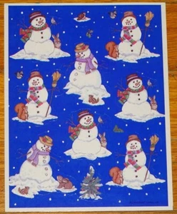 VINTAGE HALLMARK CHRISTMAS SNOWMAN & FOREST ANIMALS~CRITTERS STICKERS - Picture 1 of 1