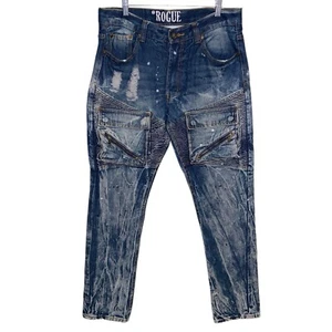 Vintage Go Rogue Jeans Mens Size 34X33 Denim Moto Grunge 90s Y2K Skater Paint - Picture 1 of 17