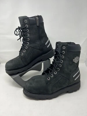HARLEY-DAVIDSON Bradford Men’s 10 M Black Leather Biker Boots 7.75” Shaft D96212 - Image 1 of 4