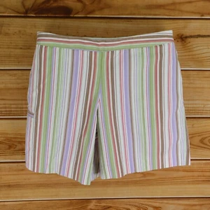 Liz Golf Shorts Womens 16 Multicolor Striped Cotton Blend Chinos Pockets Active - Picture 1 of 6