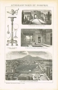 Tafel ARCHÄOLOGIE / POMPEJI / FORUM / AUSGRABUNGEN 1895 Original-Holzstich - Bild 1 von 1
