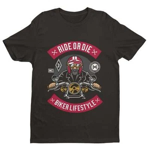 T-Shirt Biker Ride or Die Motorrad Lifestyle Club 1 % Bobberhelm alter Mann - Bild 1 von 22