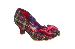 IRREGULAR CHOICE- WOMENS- DAZZLE RAZZLE- RED CHECK- MID HEEL - Picture 1 of 5