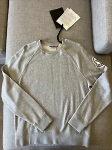 Moncler 1952 Unisex Round Neck Jumper Cotton Sweatshirt Grey Logo Size L XL 2XL - Picture 1 of 11