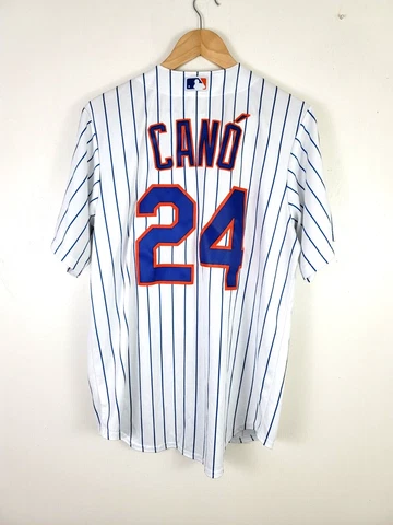 Robinson CANO NY Mets #24 Majestic M White Pinstriped STITCHED MLB Jersey NWOT Cover