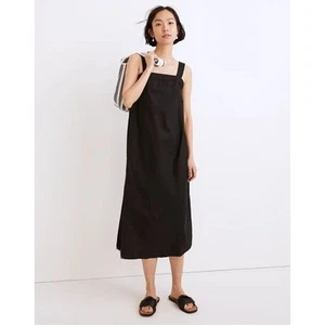 Abito midi nuovo con etichette MADEWELL lino-cotone cuciture principessa $110 X-LARGE nero - Foto 1 di 3