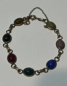 Carved Scarab Colorful Gold Tone Bracelet  - Foto 1 di 2