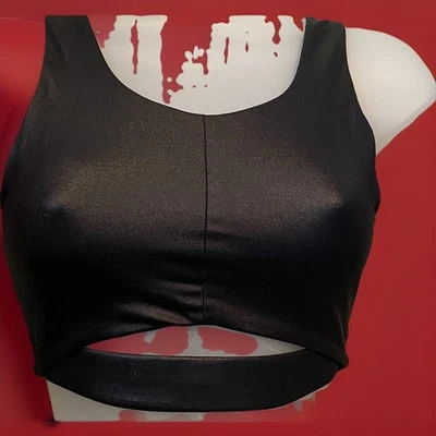 Sujetador deportivo Victoria Secret aspecto cuero negro recubierto forrado Foto 1 de 4