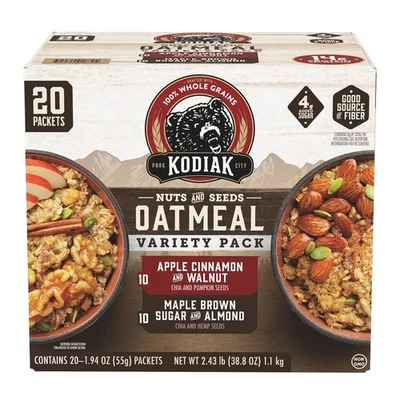 Kodiak Cakes Nuts & Seeds Oatmeal, Variety Pack, 20 pk.