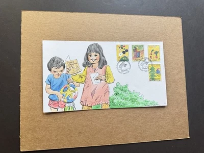 Philippines 1991 FDC(60) +Kid's Xmas Painting #2115-18 +Hand-Paint Cachet (C) - Image 1 of 2