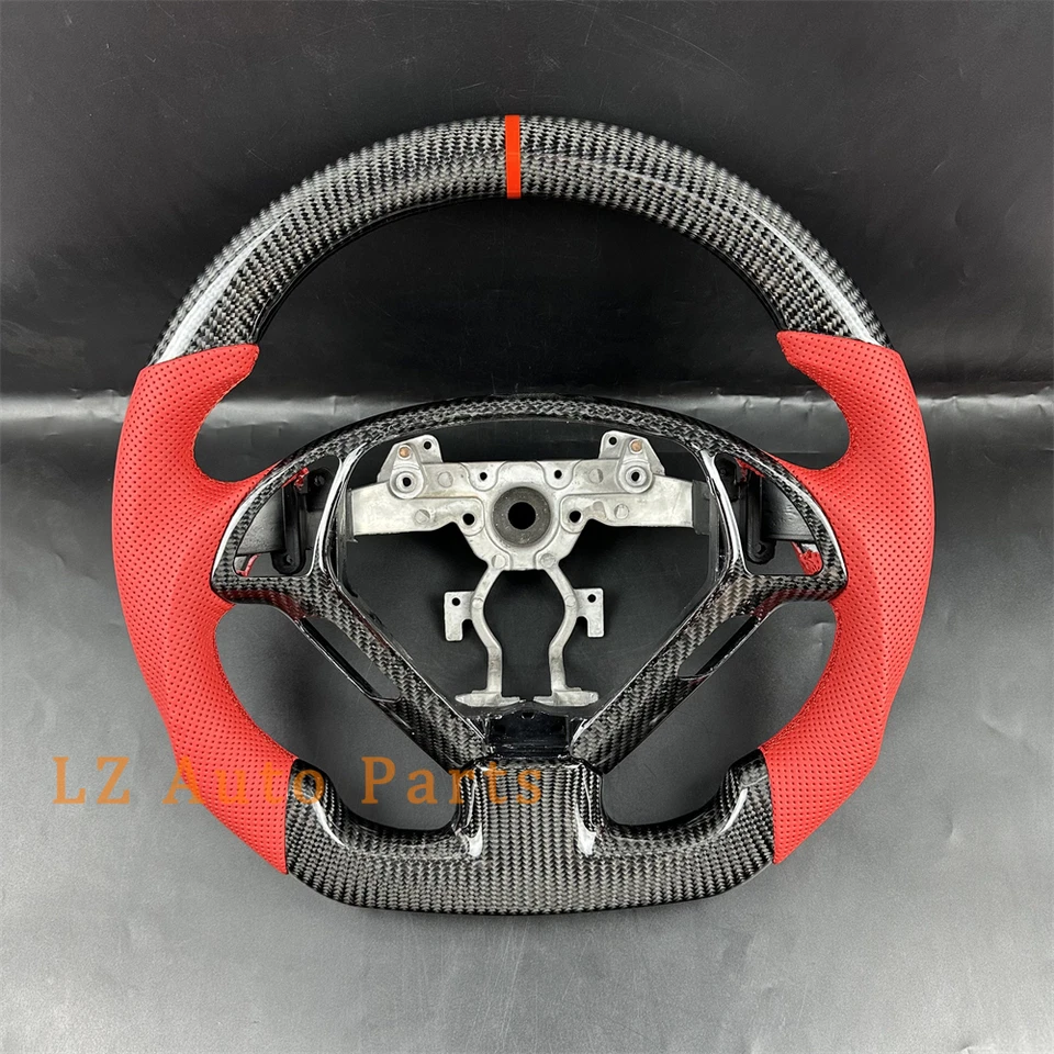 Volante tira roja de cuero de fibra de carbono para Infiniti G25 G37 2008-2013 Foto 1 de 4