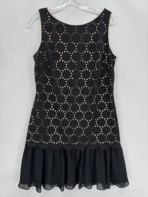 Vestido SL Fashions para mujer 8 negro desnudo encaje superpuesto volantes dobladillo cóctel fiesta Foto 1 de 4