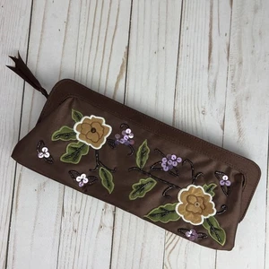 Vintage Avon Silky Brown Floral Sequin Clutch Purse Bag No Callouts Zip 10x4 EUC - Picture 1 of 10