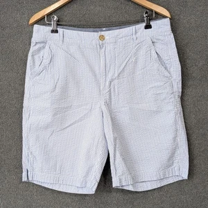 LL Bean Comfort Stretch Shorts Womens 12 Seersucker Bermudas Soft Cotton - Picture 1 of 12