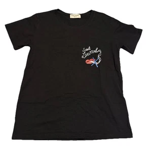 Saint Laurent Hombre Pequeña Negra No Fumar Estampado Algodón Camiseta S Usada - Imagen 1 de 10