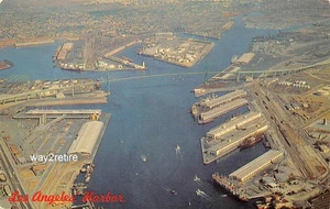 Postkarte CA San Pedro Los Angeles Hafen Vincent Thomas Brücke Kalifornien  - Bild 1 von 2