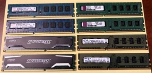Mixed Lot of 8 Computer Memory Ram Sticks Assorted Types Brands Size - Picture 1 of 5