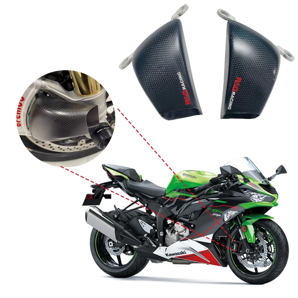 matte Carbon Fiber Brake Caliper Cooler Air Ducts For KAWASAKI ZX6R 2019-2025  - Image 1 of 4