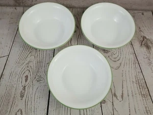 Corelle by Corning White w Green Rim Stripe Cereal Soup Bowl 7" Bowl Lot of 3 - Picture 1 of 12