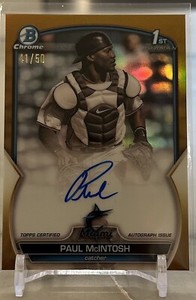2023 Bowman Chrome Gold Refractor Auto PAUL MCINTOSH Marlins /50