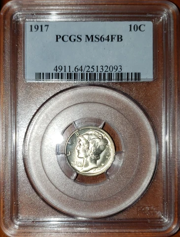 1917 Mercury Dime PCGS MS64FB Cover