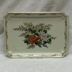 Vintage Porzellan Kommode Tablett verziert Blumenmuster Logo gemarkt - Bild 1 von 8