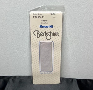 Vtg Berkshire Pale Gray Knee-Hi Sheer Stockings Sandalfoot 1985 Womens Sz 8.5-11 - Picture 1 of 8
