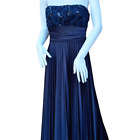 Speechless Size 9 Navy Blue Formal Strapless Dress Embellished Top Pleated Skirt
