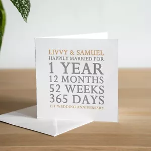 Tarjeta Personalizada 1er Papel Aniversario Boda Primer Aniversario Regalo Pareja - Imagen 1 de 2