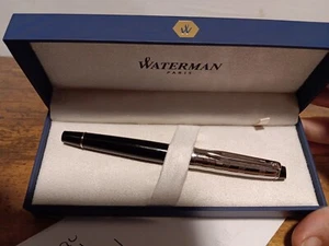 Waterman Expert Ballpoint Pen Deluxe Black & Silver - Picture 1 of 10