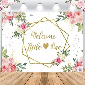 7x5ft Floral Baby Shower Neutral Welcome Little One Photography Background - Picture 1 of 7