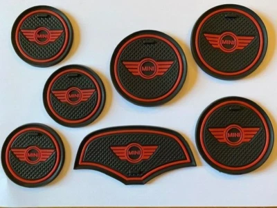 MINI (F56 \ F55) 2014 - 2022 (7 PEÇAS) CONJUNTO DE ALMOFADAS DE PORTÃO TAPETE PAINEL INTERIOR - VERMELHO  - Imagem 1 de 4