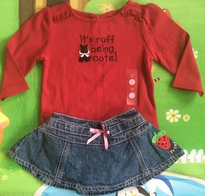 NWT Gymboree Baby Girl Red Knit Top & Denim Skirt Sz 3-6 Months - Picture 1 of 6
