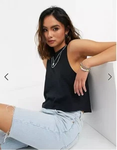 ASOS Tank Top Bundle x 2 Black and White - Like New Size S 100% Cotton - Picture 1 of 7