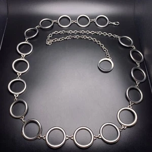 Cinturón círculo de eslabones tono plata 32 33 34 35 36 37 38 39 40 41 42 43 44 45 46 pulgadas - Imagen 1 de 7