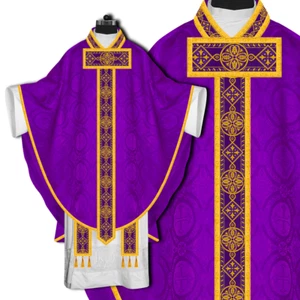 Gothic Liturgical Chasuble and Matching Clergy Stole – Church Chasuble Vestments - Picture 1 of 6