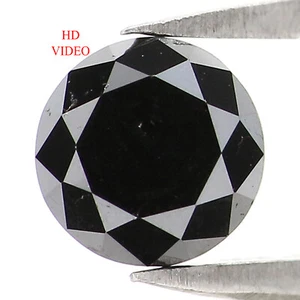 1.02 Ct Natural Loose Round Cut Diamond 5.65 MM Black Color Round Diamond LC05 - Picture 1 of 8
