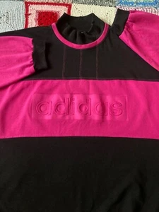 Vintage 80s Adidas Volumetric Logo Black/Pink Sweatshirt - Picture 1 of 18