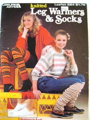 Leisure Arts 0224 LEG WARMERS & SOCKS 1982 5 designs 6pg leaflet knit patterns - Image 1 of 3