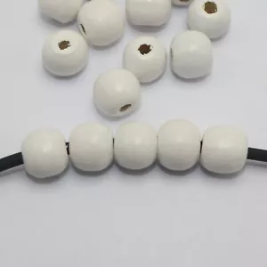 100 pcs White 12mm(1/2") Round Wood Beads~Wooden Beads Jewelry making Craft - Picture 1 of 6