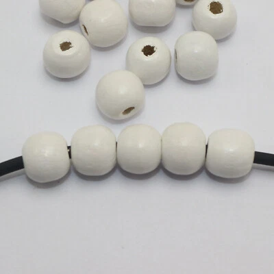 100 pcs White 12mm(1/2") Round Wood Beads~Wooden Beads Jewelry making Craft - image 1 of 4