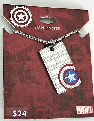 Marvel Comics Capitán América Esmalte Etiqueta de Perro Acero Inoxidable Collar Nueva Tarjeta Foto 1 de 3