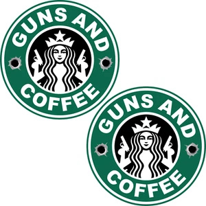2x Waffen und Kaffee 3 Zoll NRA zweiter Verfassungszusatz Aufkleber Laptop Stoßstange Aufkleber - Bild 1 von 2