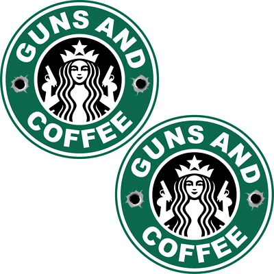 2x Guns and Coffee 3 Inch NRA Second Amendment Stickers Laptop Bumper Decal