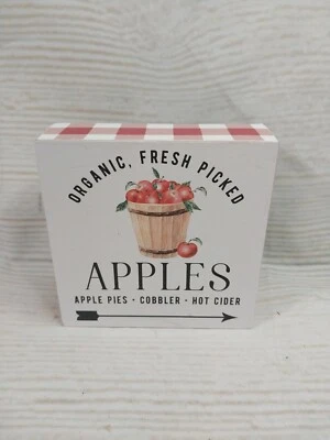 Nuevo "Manzanas recién recogidas" letrero de madera de manzana decoración bandeja de nivel otoño guinga pastel sidra Foto 1 de 4