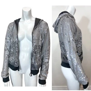 $299 MARC CAIN SEQUIN HOODIE Hoody XS Rave Festival Event Costume Dance Designer - Picture 1 of 12