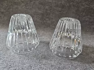 2 BLOCK Lead Crystal Taper/Votive Candle Holders, Made In Poland, 3.5" Tall - Picture 1 of 4